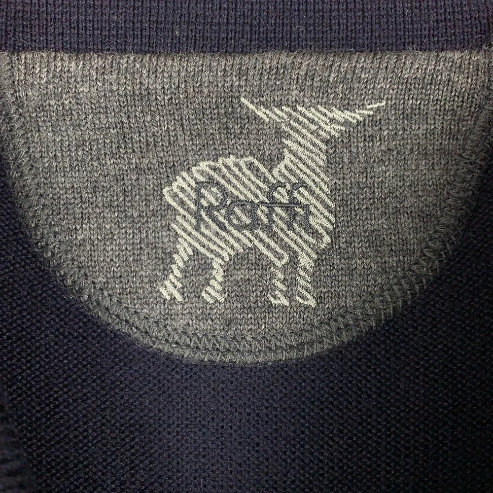 Raffi Merino Logan Polo Sweater Men's XL Navy 100% Extra Fine Wool 3 Button $195